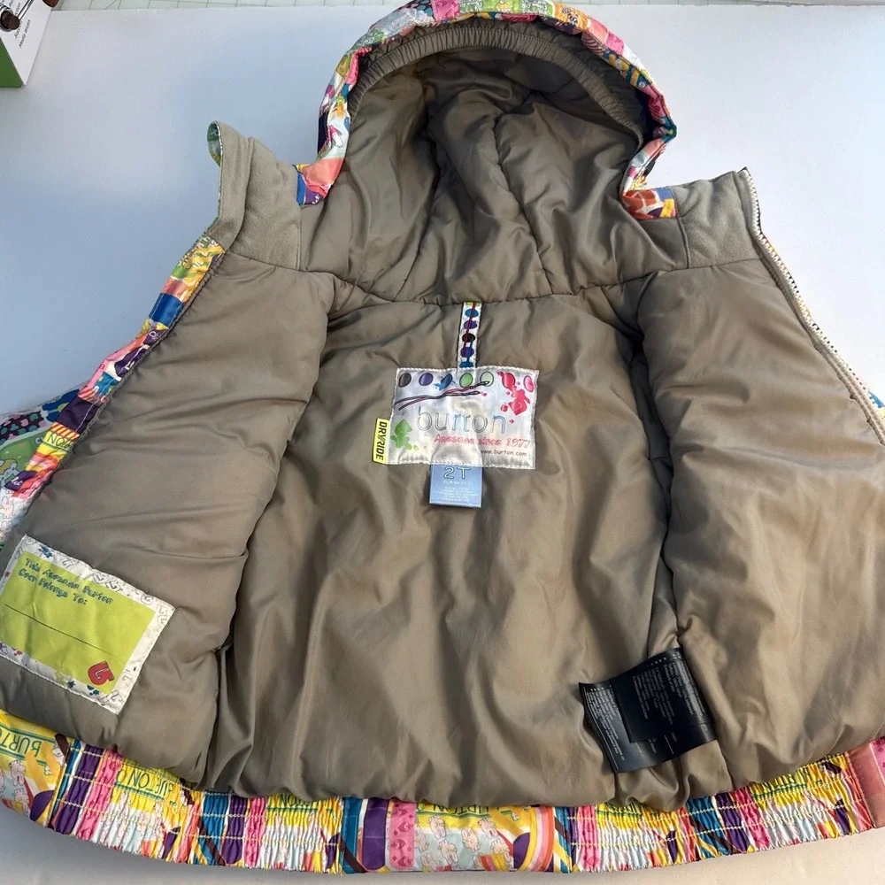 Burton Dryride Toddler Snow Winter Jacket 2T Mini Shred Retro Sticker Print Girl
